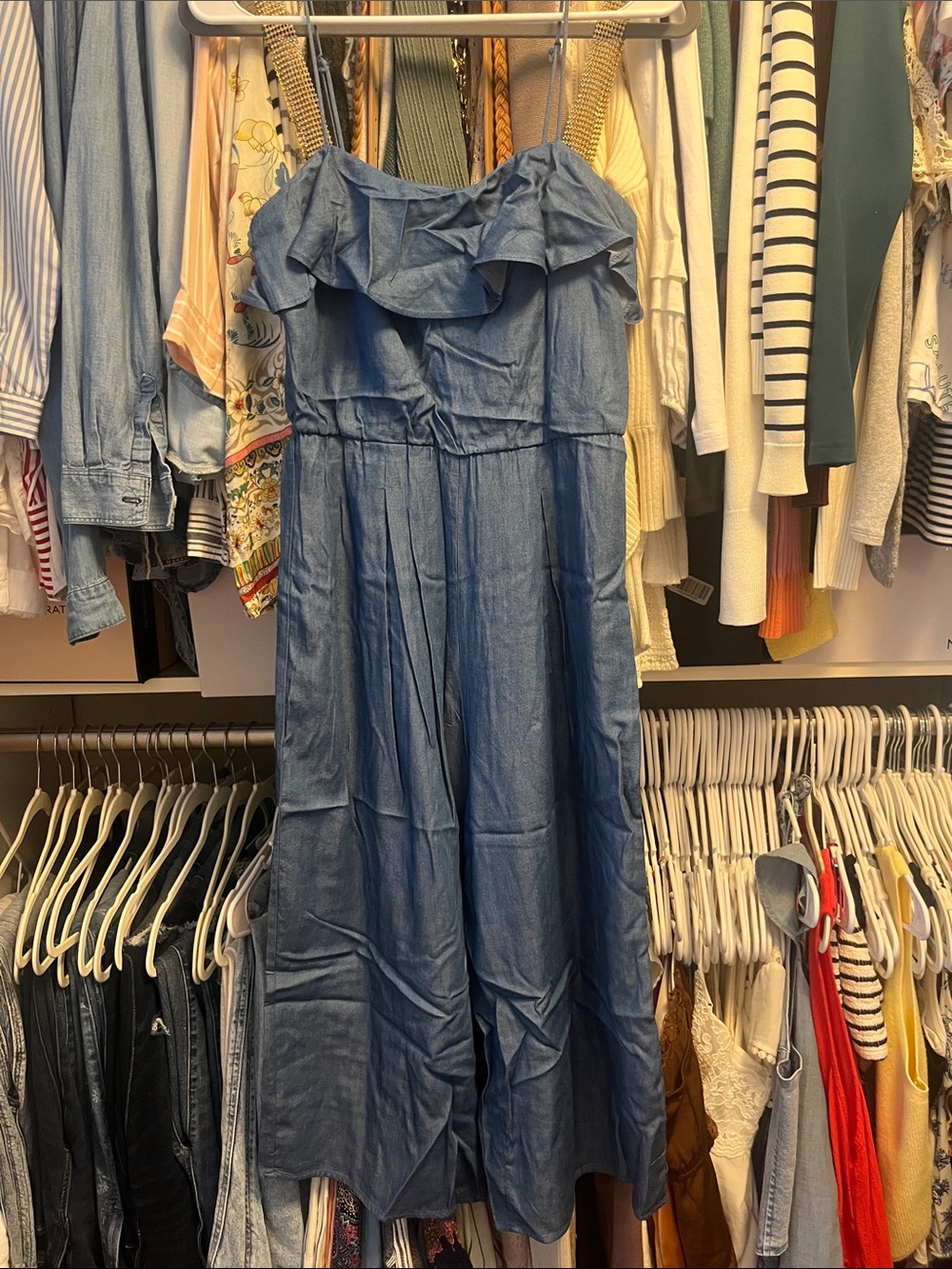 Denim-Look Ruffle jumpsuit